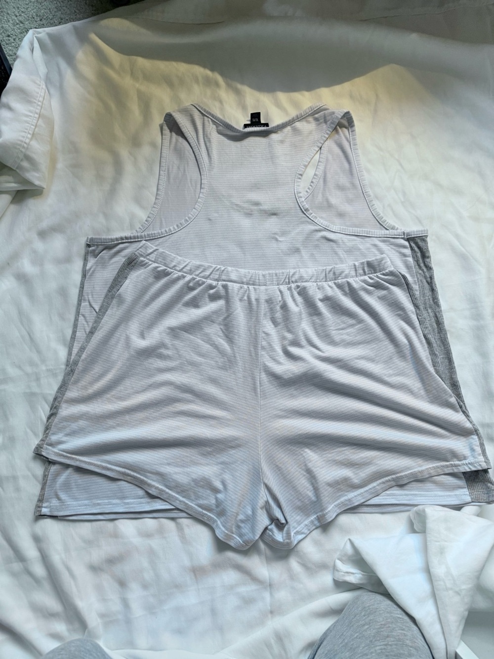 Matching Tahari striped pajama shorts and tank top